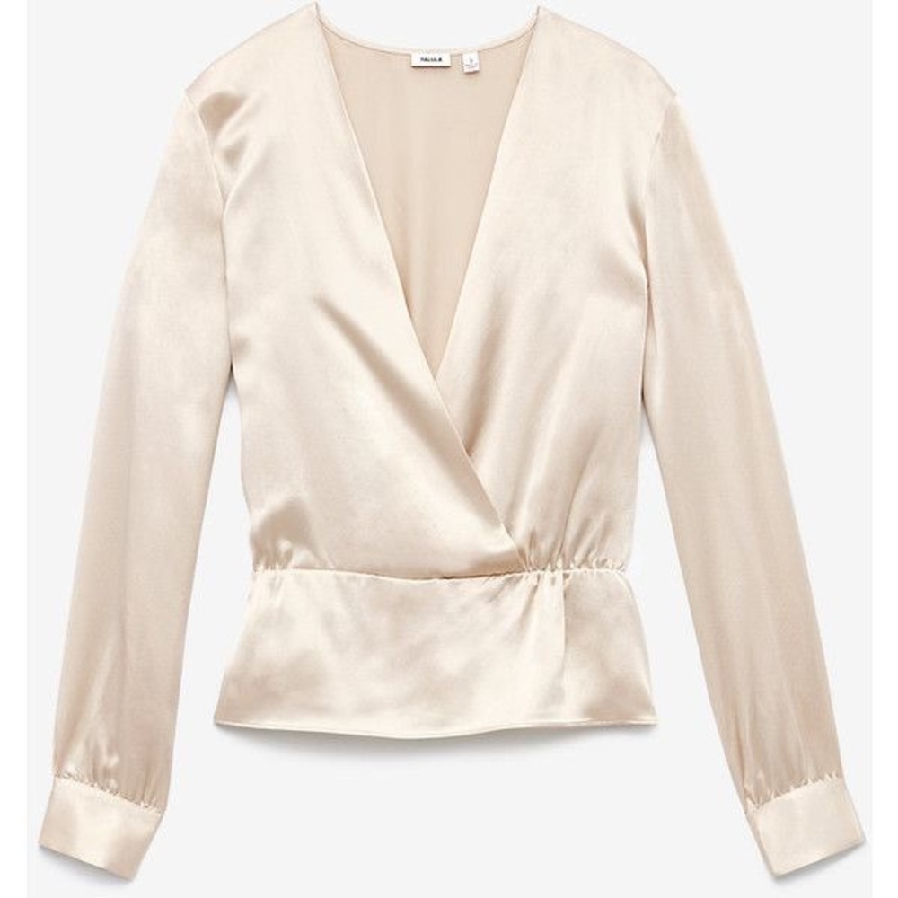 Aritzia Talula Gold Plunge 100% Silk Blous…
